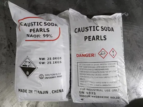 Fábrica de flocos de soda cáustica de grau industrial na China Naoh Causitc Soda Pearls